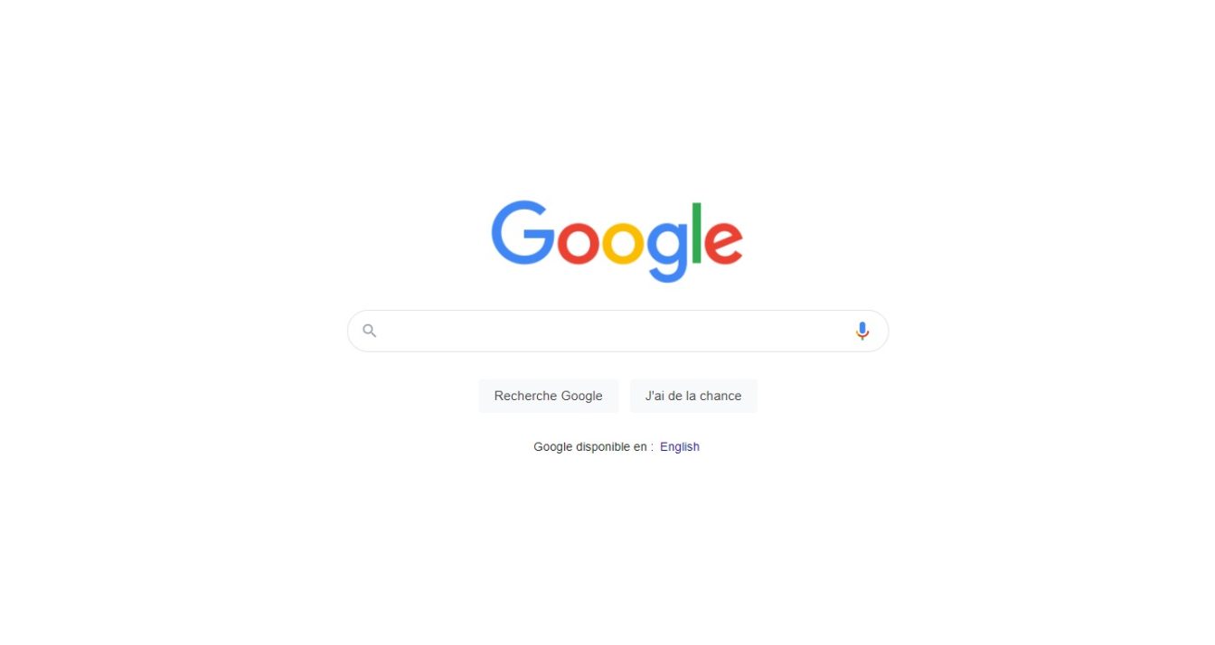 Une image de la page d'accueil du moteur de recherche Google